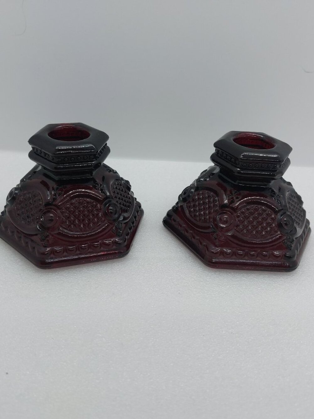 Vintage Avon Ruby Red Cape Cod 1876 Collection Glass Candle Stick Holder